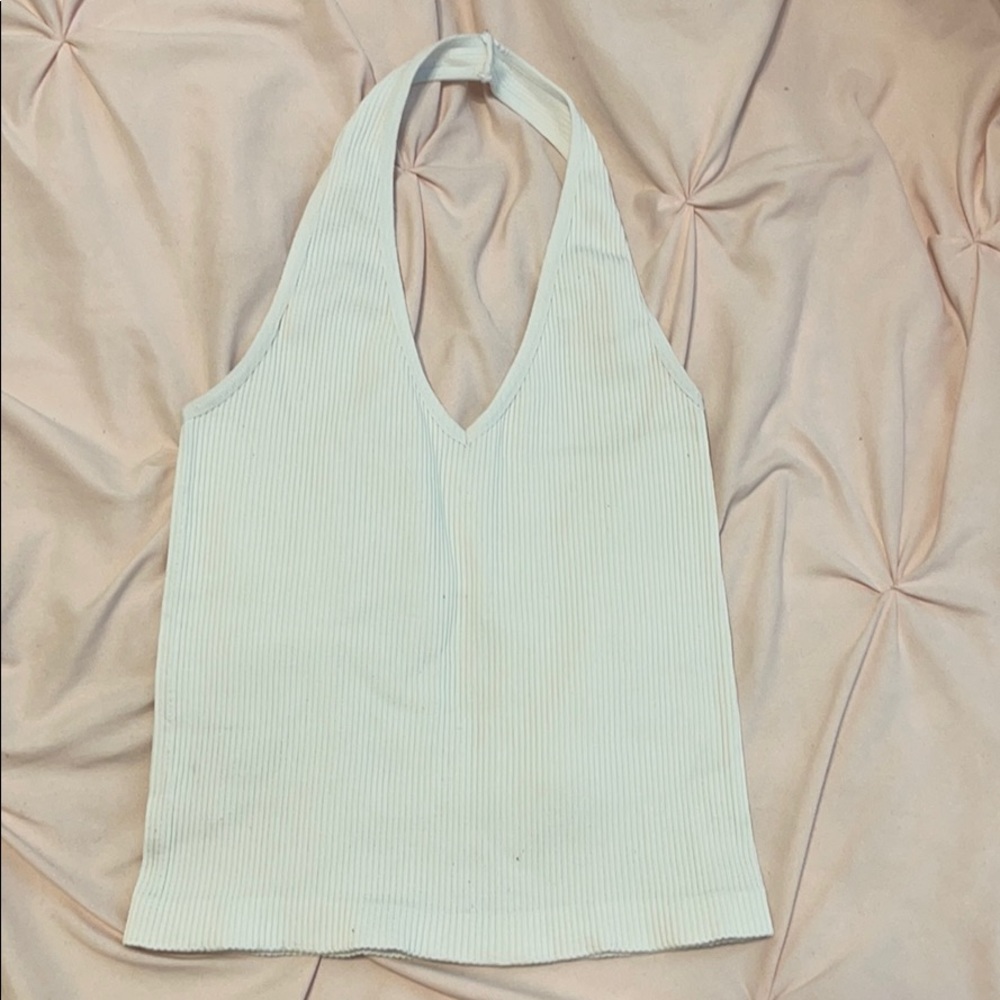 White low cut crop top